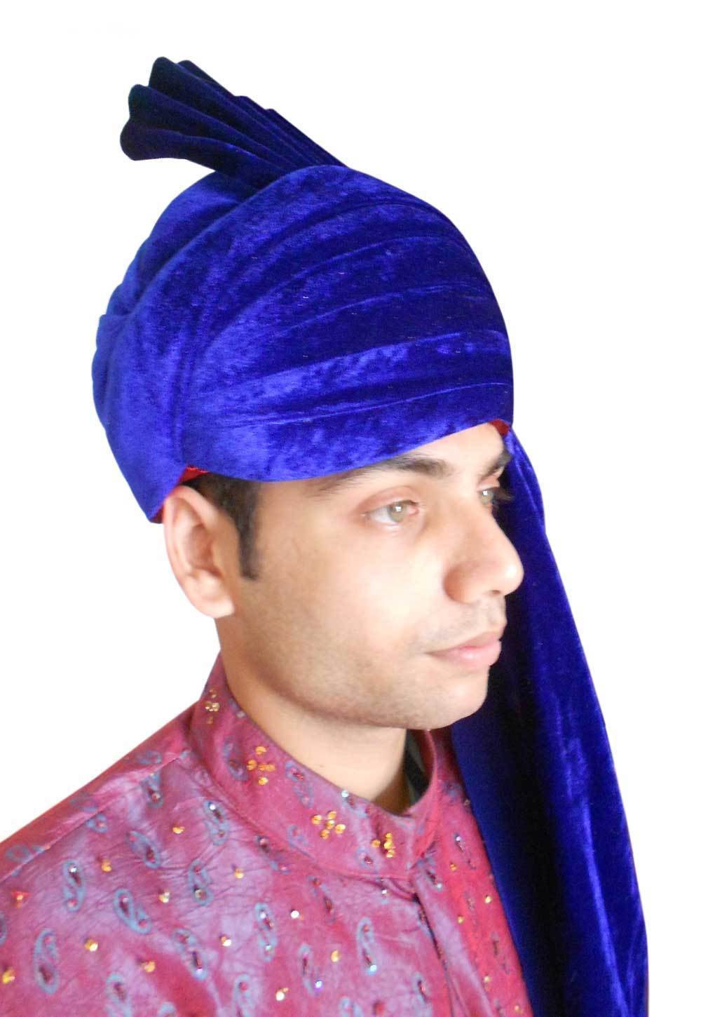Punjabi Bhangra Men Hat Pagri Turban Traditional Velvet Pag Safa 7 3/8