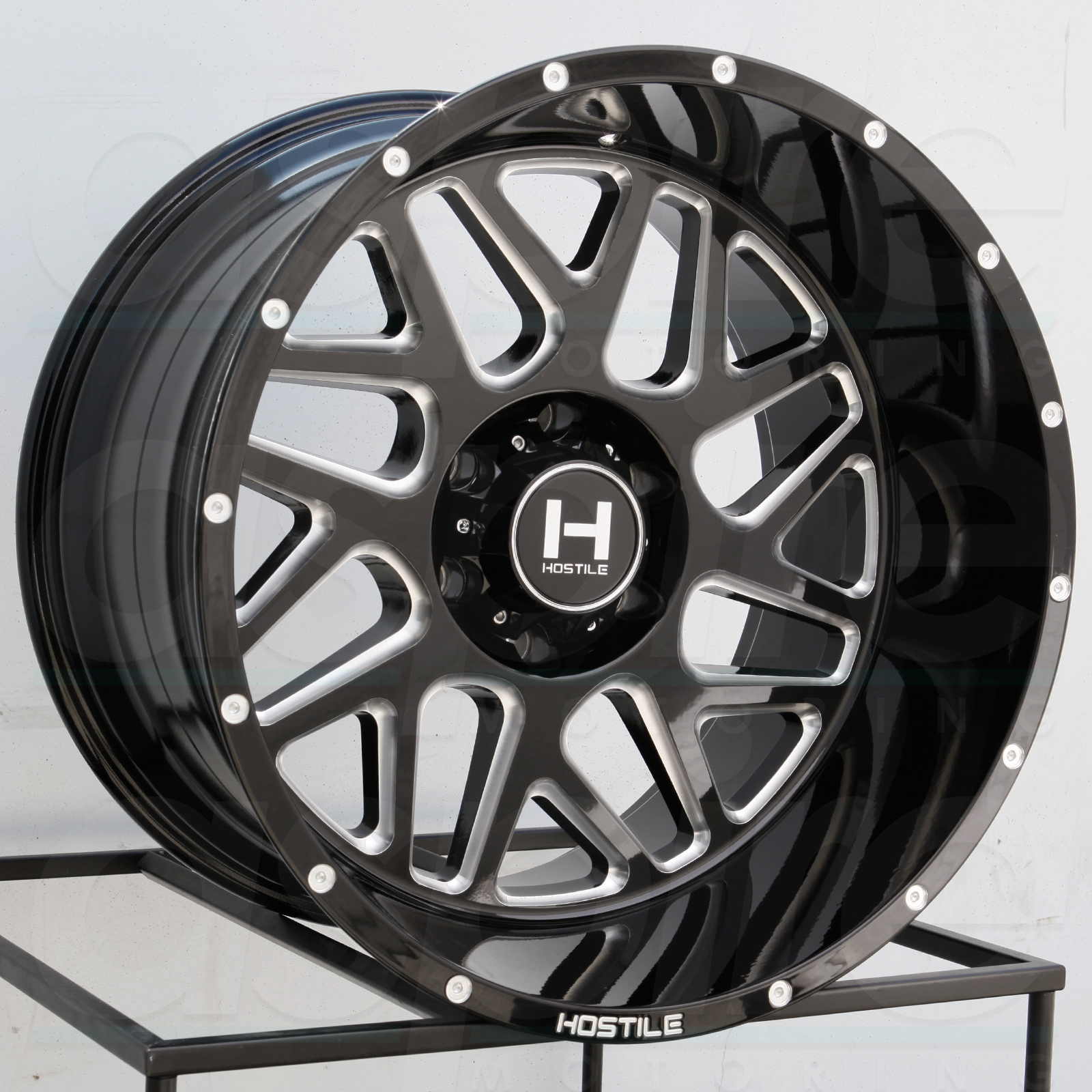 One 24x14 Hostile H108 Sprocket 8x180 -76 Black Milled Wheels Rims - Wheels