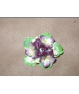 Vintage STAFFORDSHIRE Bone China violets Floral Brooch - $21.73