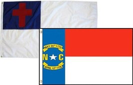 2x3 Christian Christ & State North Carolina 2 Pack Flag Wholesale Combo 2'x3' - $12.88