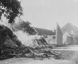 Belgian farm house burned by invading German soldiers World War I WWI 8x... - $8.81
