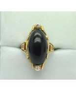 Art Deco (ca. 1900) 14K Yellow Gold Onyx Ring with Diamonds (Size 3 1/4) - $385.00