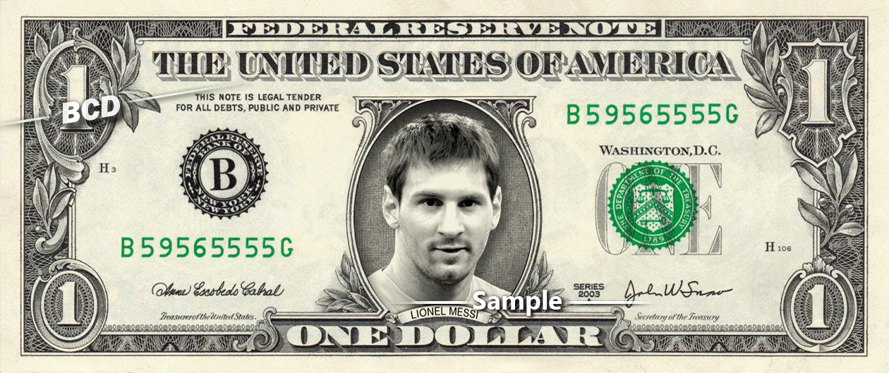 LIONEL MESSI on a REAL Dollar Bill Cash Money Collectible Memorabilia ...