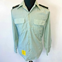 Vintage 1981 Army Uniform Shirt Green size 15.5 Long Sleeve w Sergeant Boards S6 - $24.95