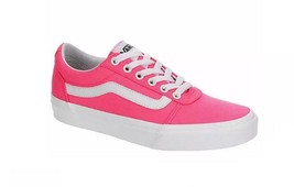 VANS Old Skool Hot Neon Knockout Pink & White Canvas Shoes Wm's 8 - $62.99