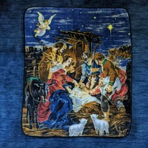 Northwest Nativity Scene Fleece 60x50 Blanket Christmas Throw 2012 Mary ... - $25.23