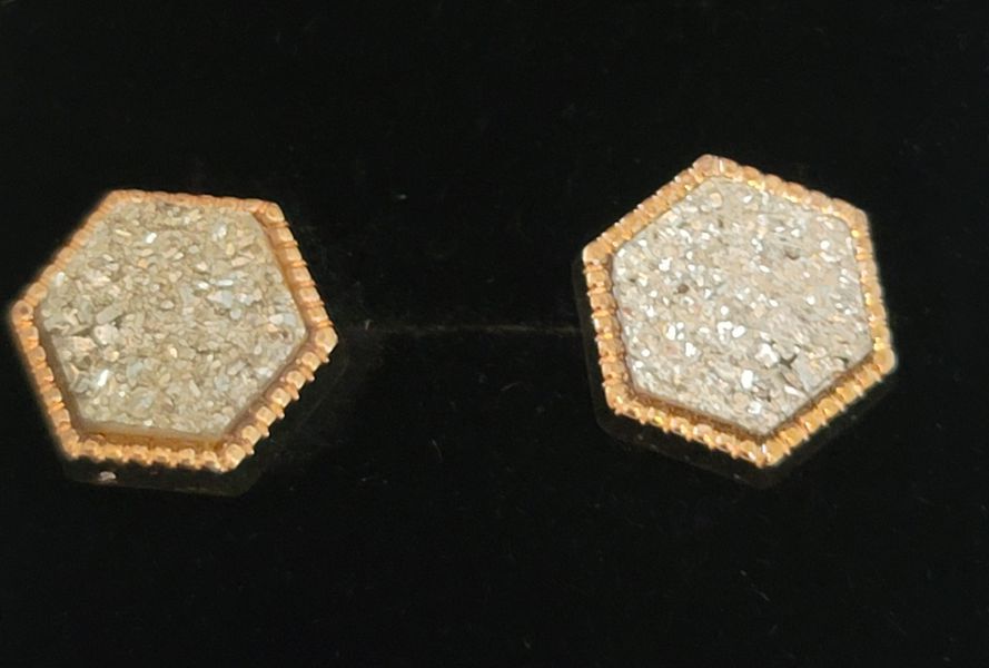 Earrings octagon crystal druzy 2 9