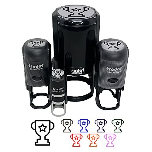 Trophy Award Outline with Star Self-Inking Rubber Stamp for Stamping Crafting Pl