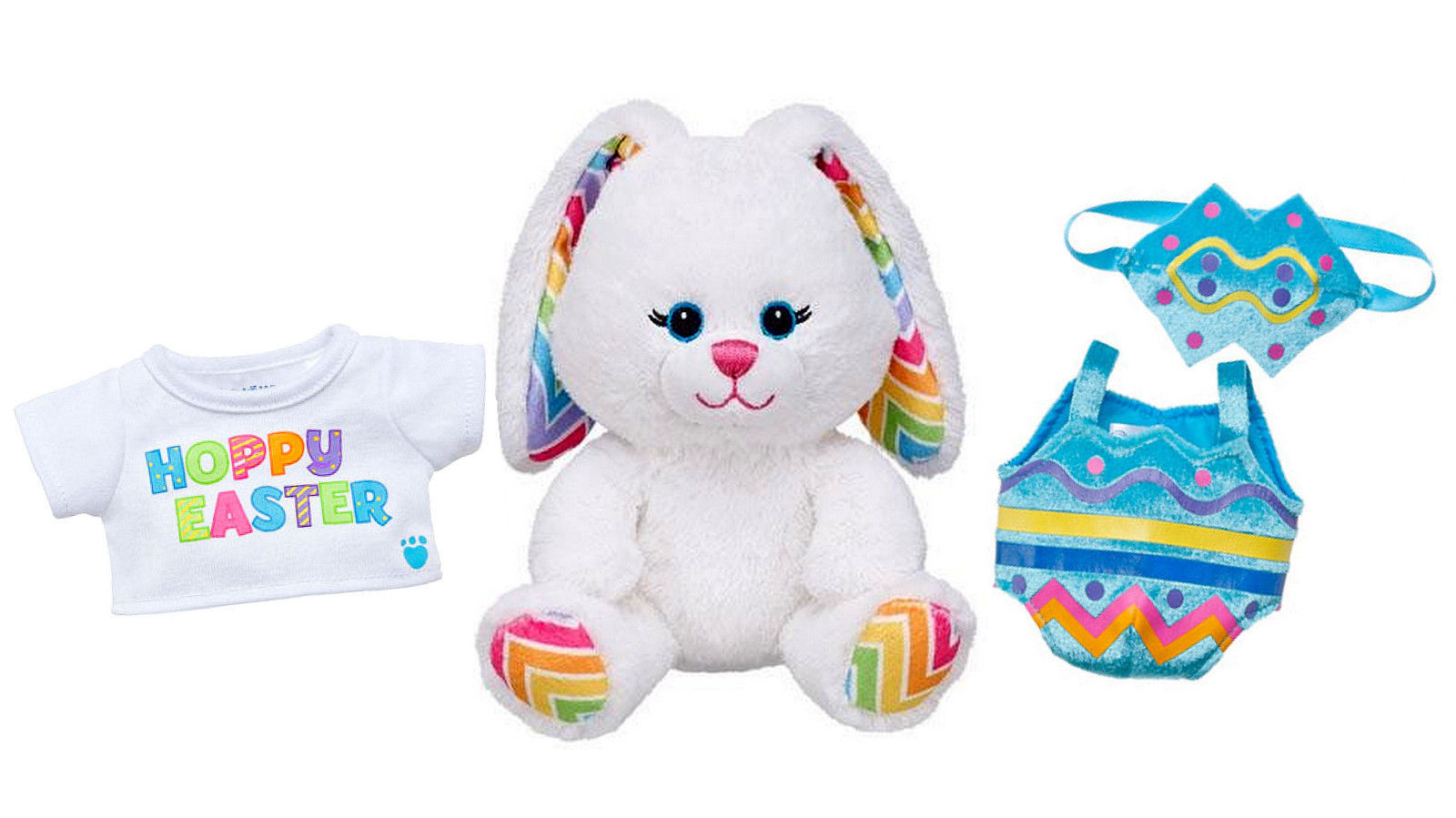 Build a Bear Buddies Zigzag Baby Bunny Easter Tee Egg Costume Outfit 7" Toy Set BuildaBear