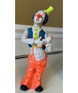 Vintage UCGC Clown Playing Violin Singing NEON Colors Orange Polka Dot P... - $20.56