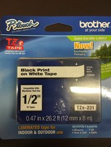 factory genuine Brother P touch TZe 231 1/2" Black Print on White Tape TZe231 - $24.70