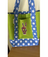New Lined  Canvas Tote With 2 Outside Pockets Peace Sign - $33.87
