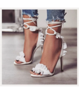 White Open Toe Ankle Strap Women&#39;s Sandals | Women&#39;s White Ankle Strap S... - $42.00