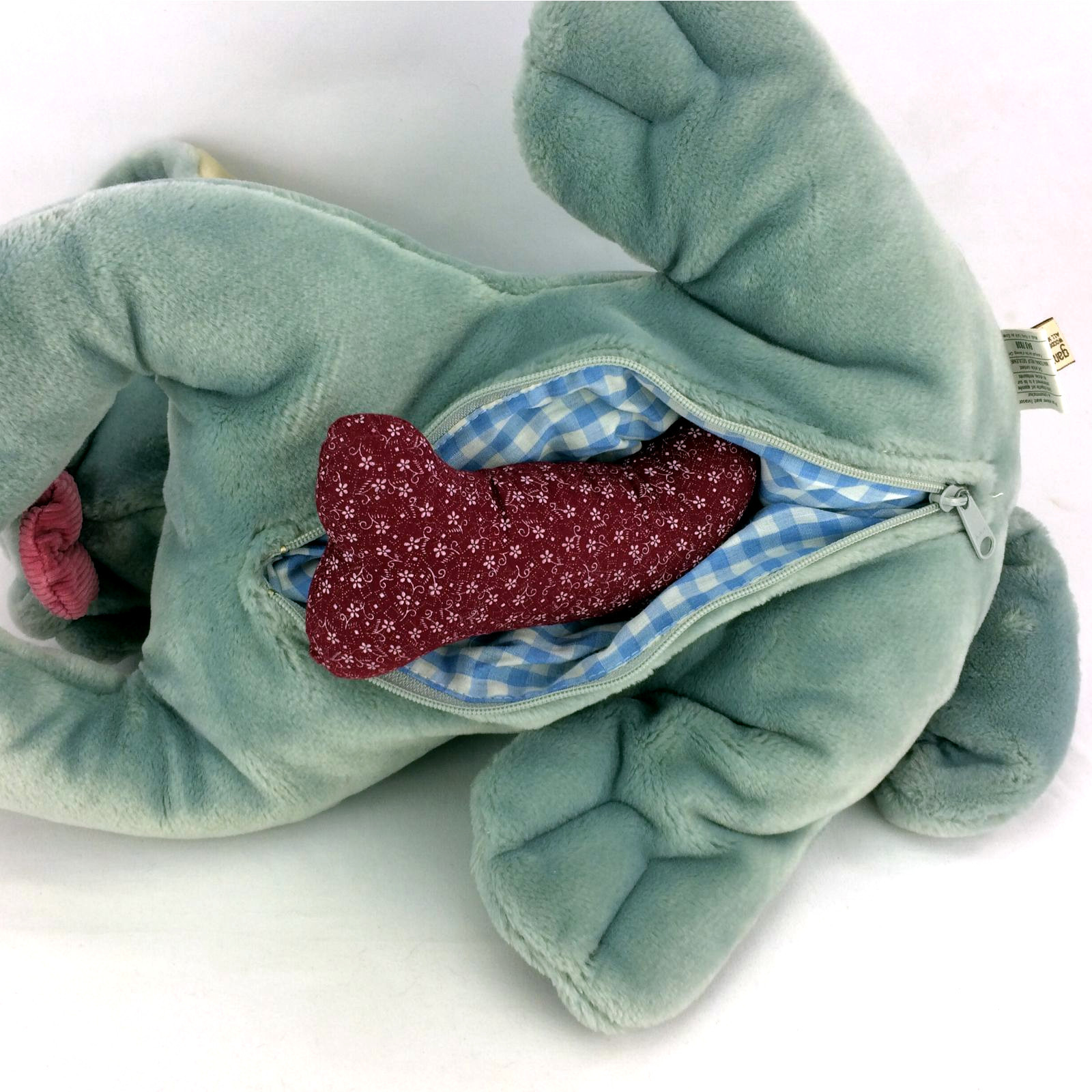 stuffed animal with zipper pouch