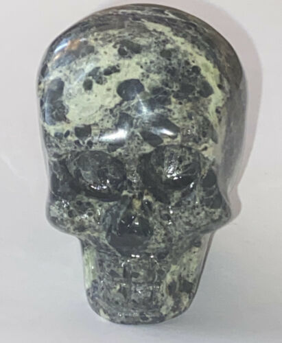 Primary image for Polished Stone Agate Carved Skull Black White & Gray  2” H X 1.5” W