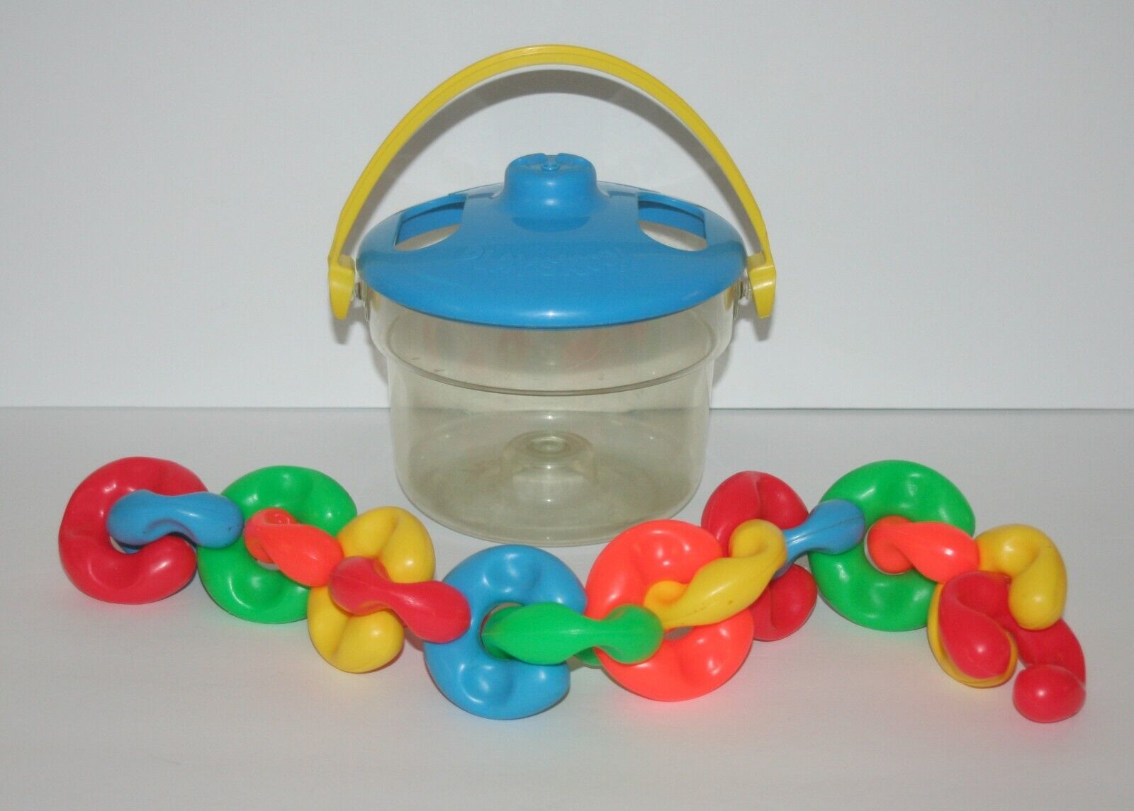 Playskool Kiddie Links Chain Link Toy, Bucket, 16 Pieces, Vintage 80s