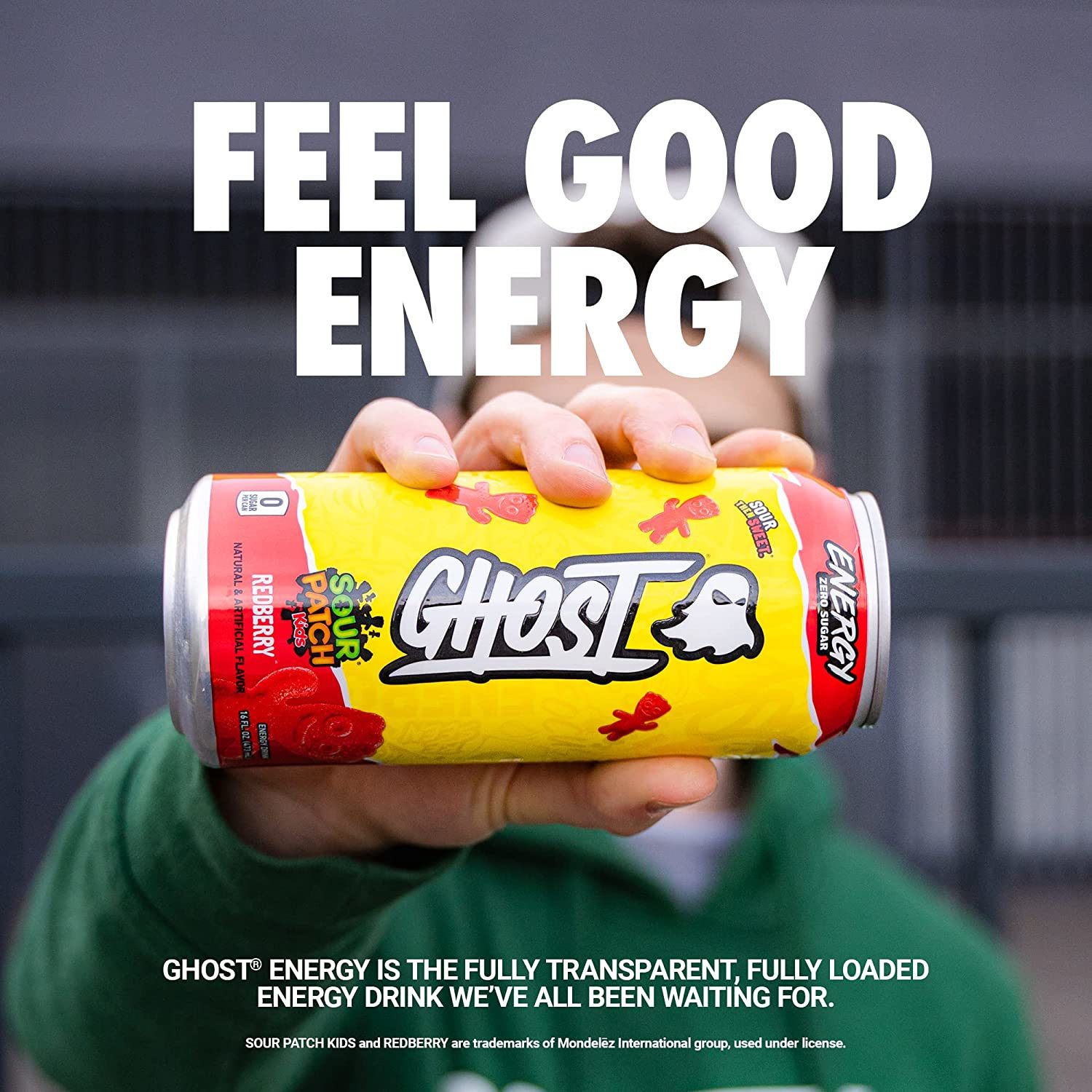 6 Cans of Sour Patch Kids Redberry GHOST ENERGY SugarFree 16Fl Oz Cans