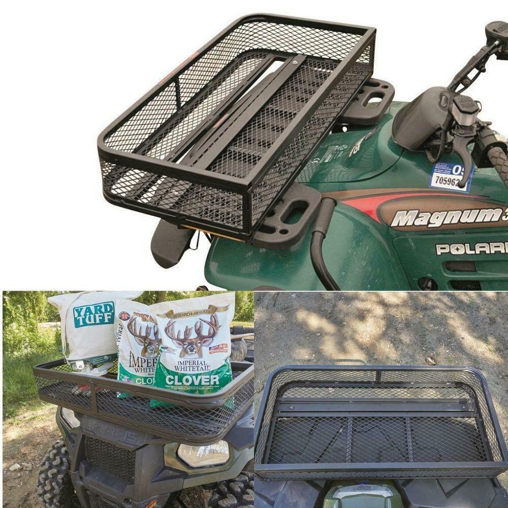 ATV UTV FRONT RACK BASKET Universal Cargo Steel Carrier Hunting Gear