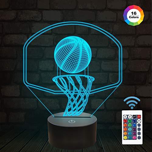 FULLOSUN 3D Basketball Night Light Backboard Illusion LED Lamp for Kids