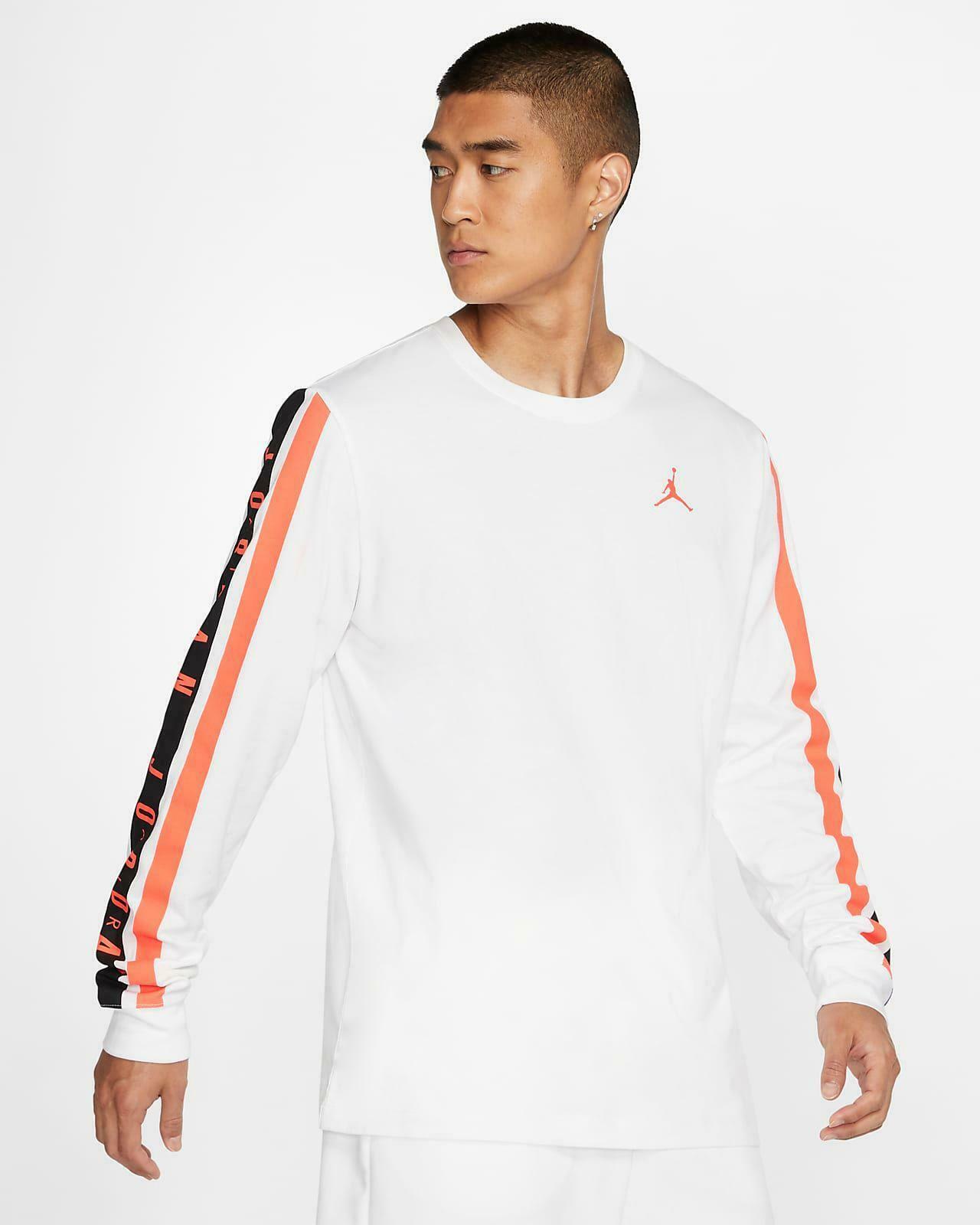 Air Jordan Gradient Long Sleeve Shirt White Infrared Black bq5571-100 ...