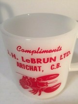 Vintage White Milk Glass Arichat C.B. Souvenir Mug  Lobster Seafood N.S.... - $21.98