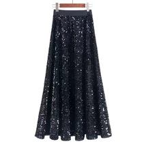 Gold Sequined Maxi Skirt High Waist Full Sequin Bridesmaid Maxi Skirt Plus Size image 14