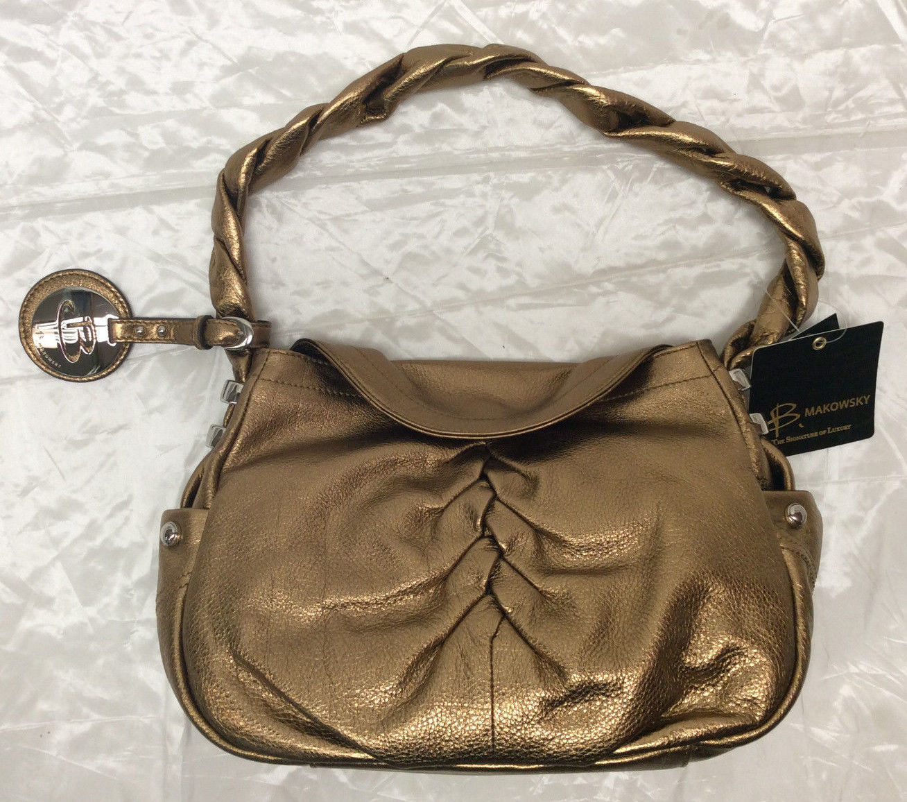 B Makowsky Crossbody Shoulder Bag 1 Listing B Makowsky Ruched Glove Leather Flap Hobo With Braided Strap 127 71