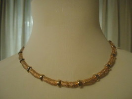 AVON Goldtone Textured Matte Necklace 17" & Button Earring Set, Excellent Used! - $9.53