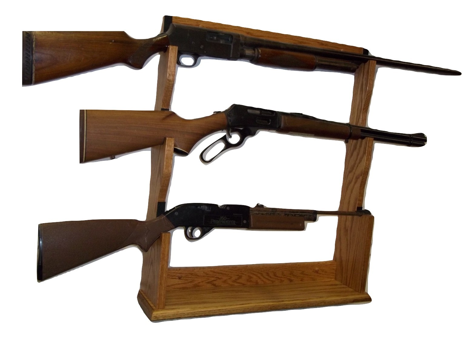 Rifle Shotgun Lever Universal Table Display Walnut Wood Gun Rack Stand 