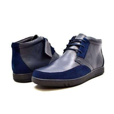 British Walkers Birmingham Bally Style Men's Navy Blue Leather High Tops