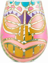 Lolita Tiki Too Tribal Polynesian Totem Mask Stemless Wine Glass 20 oz - $21.78