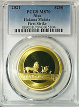 2021 Niue $250 Gold DISNEY LION KING Hakuna Matata Coin  PCGS MS70 FS  Pop 4 ⭐️ image 1