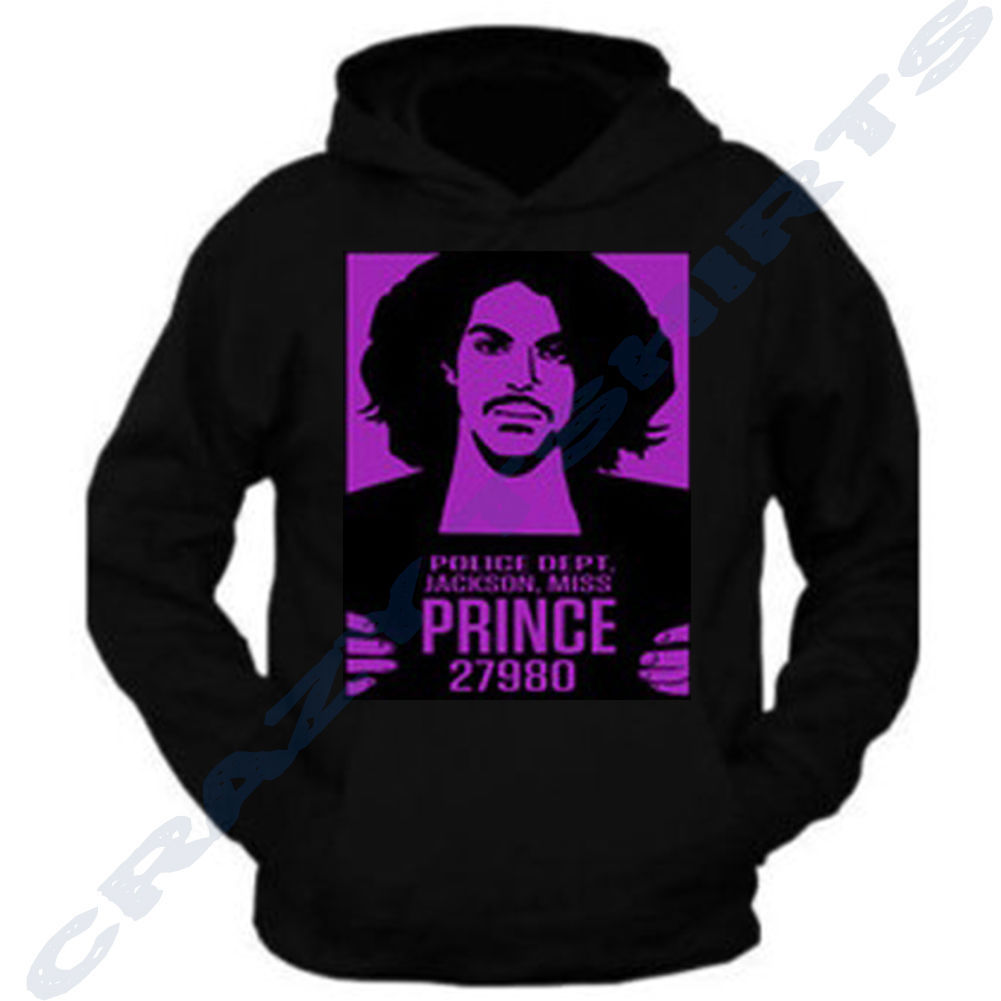 PRINCE Purple Logo Rain Music Hoodie Black All Sizes S M L XL 2XL 100%