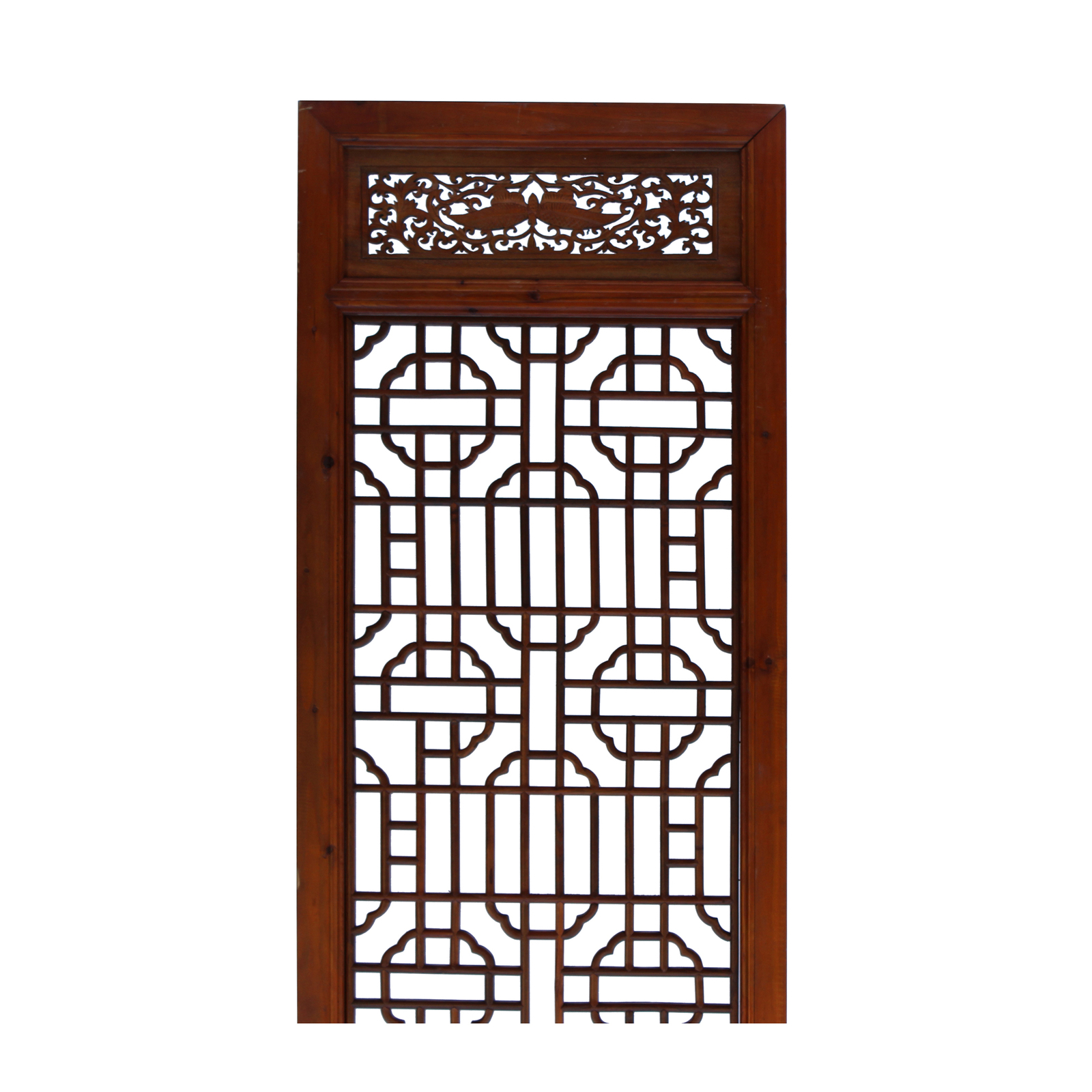 Chinese Brown Geometric Open Pattern Wall Tall Panel Divider cs4523