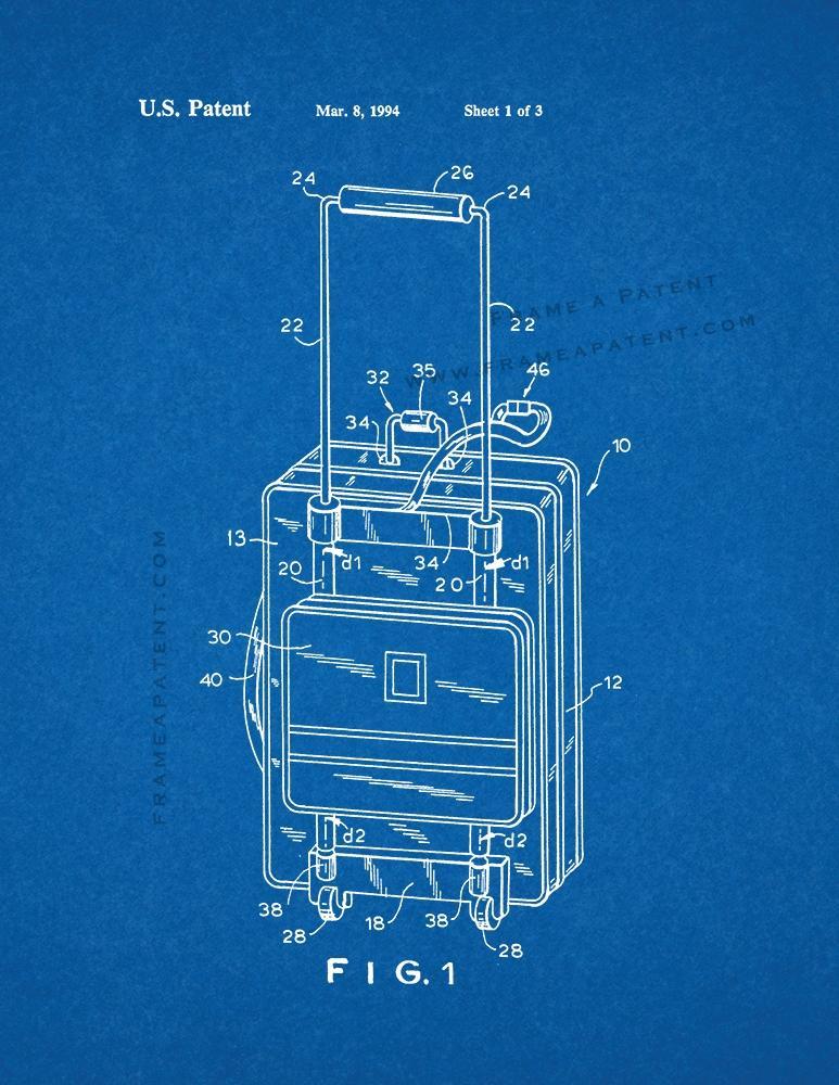 Suitcase Patent Print - Blueprint