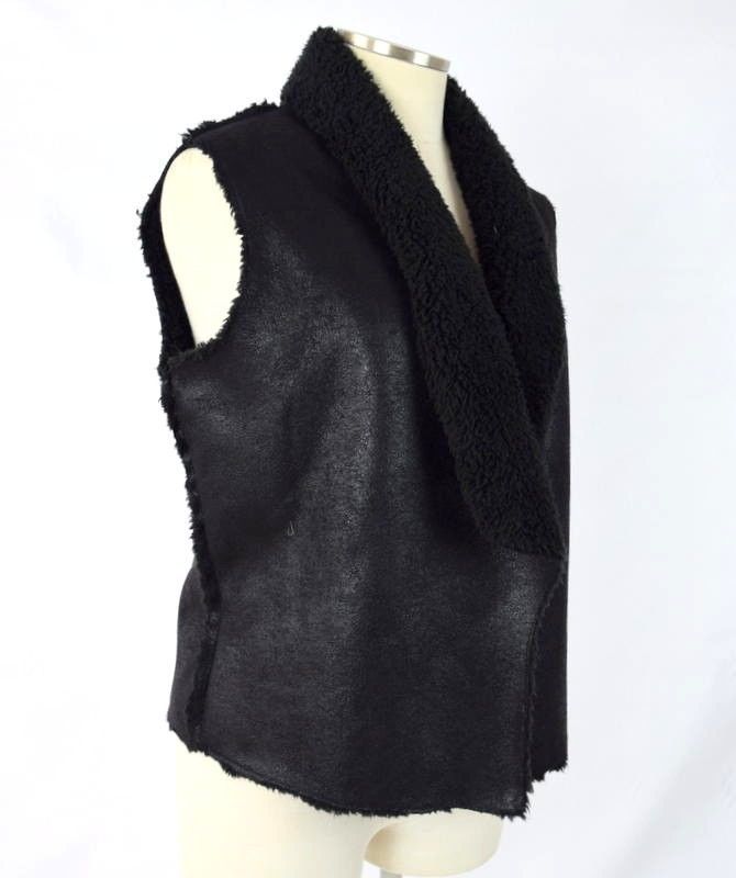 Peter Nygard Petite Faux Mink Hooded Lined Fur Coat Vest Sizes 4P 14P