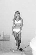Farrah Fawcett rare 1970's pose in white bikini by boat dock 18x24 Poster - $23.99