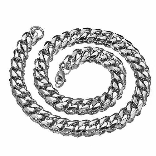 Men's 15mm Stainless Steel Silver Curb Link Chain Necklace, 31" Chains