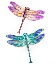 Dragonfly Wall Plaque with Ombre Glass Panels, Metal Wing Cut Outs Choice of 2