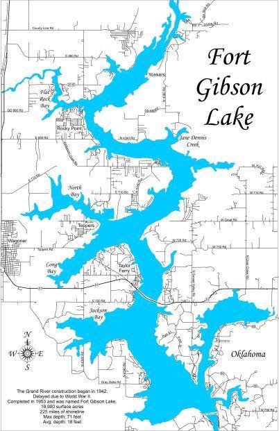 Fort Gibson Lake OK Laser Cut Wood Map And 50 Similar Items   Fortgibsonokmediumframedrevised Resized 