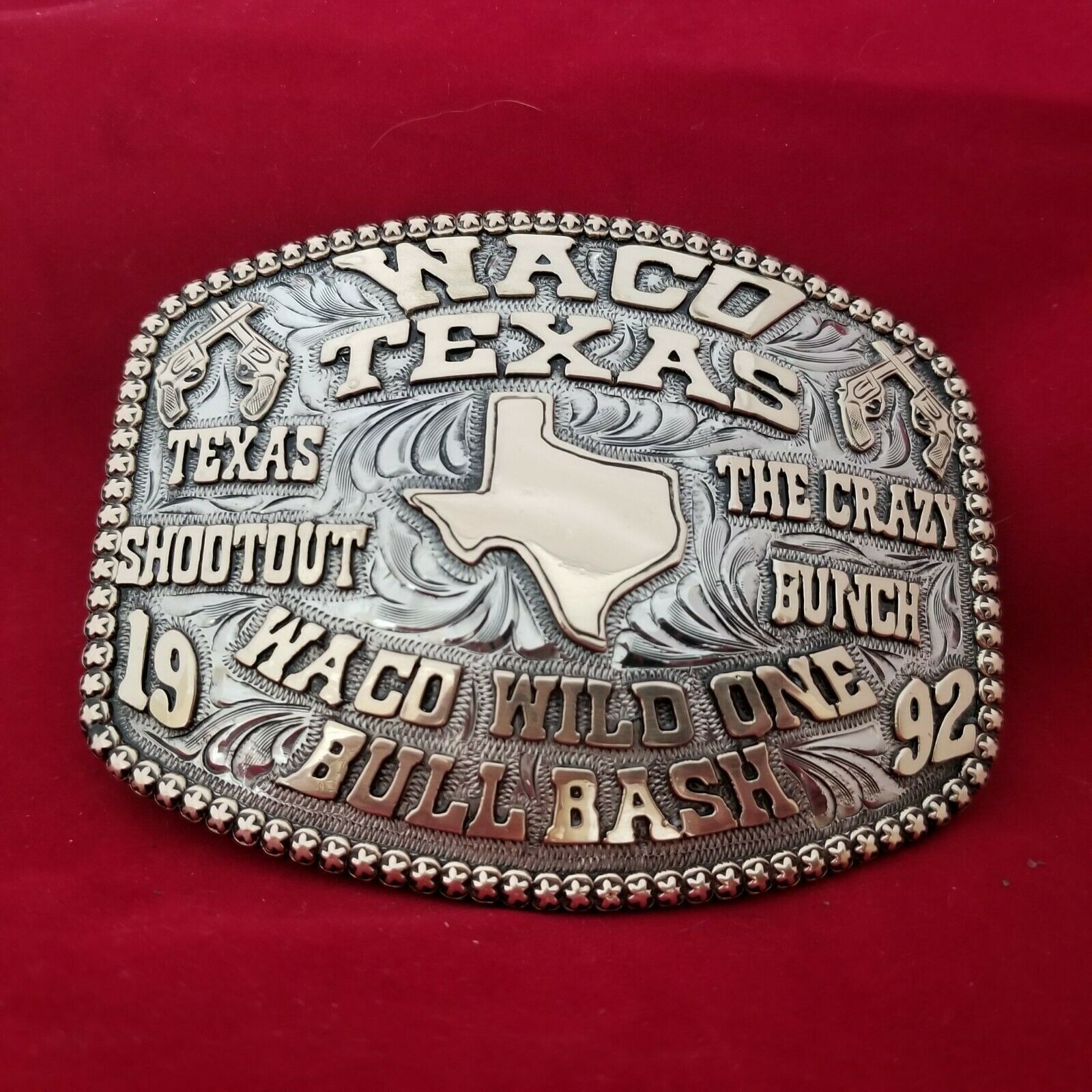 CUSTOMIZABLE RODEO CHAMPION TROPHY BUCKLE BY JUDGE LEO SMITHS BUCKLES