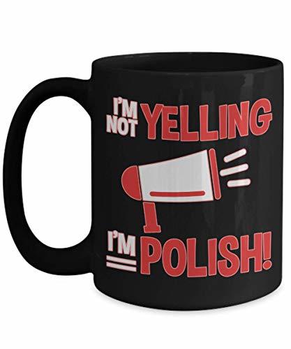 PixiDoodle Yelling Family History Polish Coffee Mug (15 oz, Black)