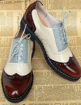 Multi Color Oxford Wing Tip Derby Toe Spectator Leather Handmade Laceup Shoes