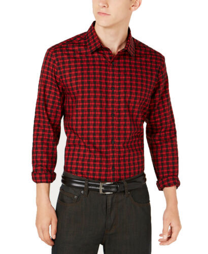 Primary image for Alfani Men’s Regular Fit Lewis Plaid Shirt (Red, XXL)