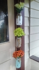 Primary image for 3 Tier Hanging Hand Painted Mason Jar Vases. Flowers Included!