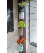 3 Tier Hanging Hand Painted Mason Jar Vases. Flowers Included! - $20.00