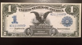 Reproduction $1 Bill Silver Certificate 1899 Lincoln &amp; Grant, &quot;Black Eag... - £2.60 GBP