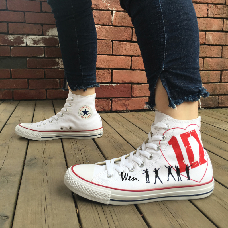 Men Women's Converse All Star 1D Design Hand Painted Shoes Sneaker One Direction
