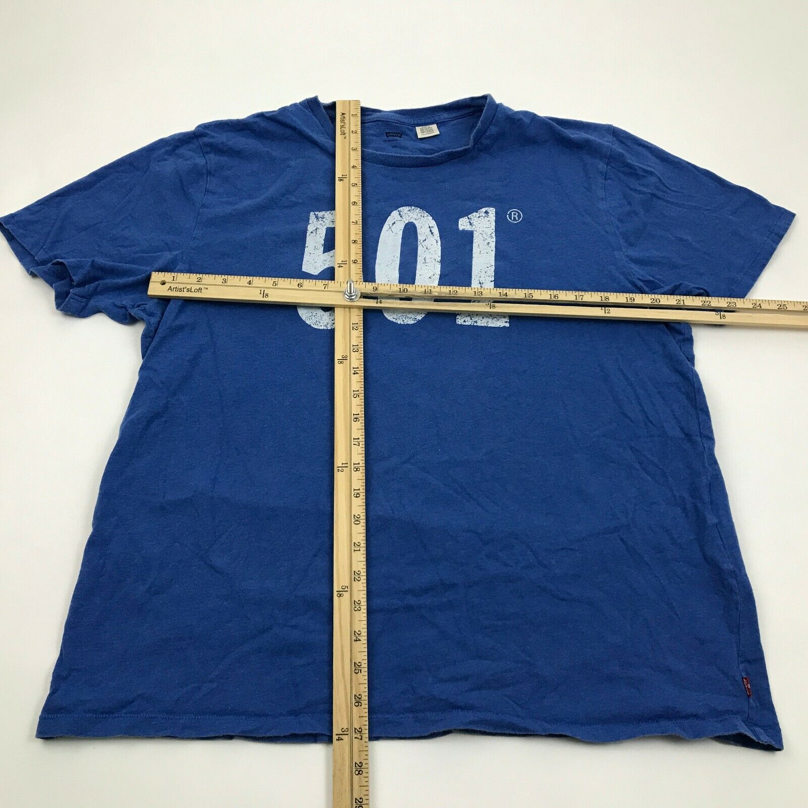 LEVI'S 501 Shirt Men's Size XXL 2XL Short Sleeve Blue White Logo Big ...