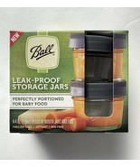 Ball Smooth-Side Regular Mouth Jars 4-Pc Black Storage Caps 4 oz Leak Pr... - $20.88
